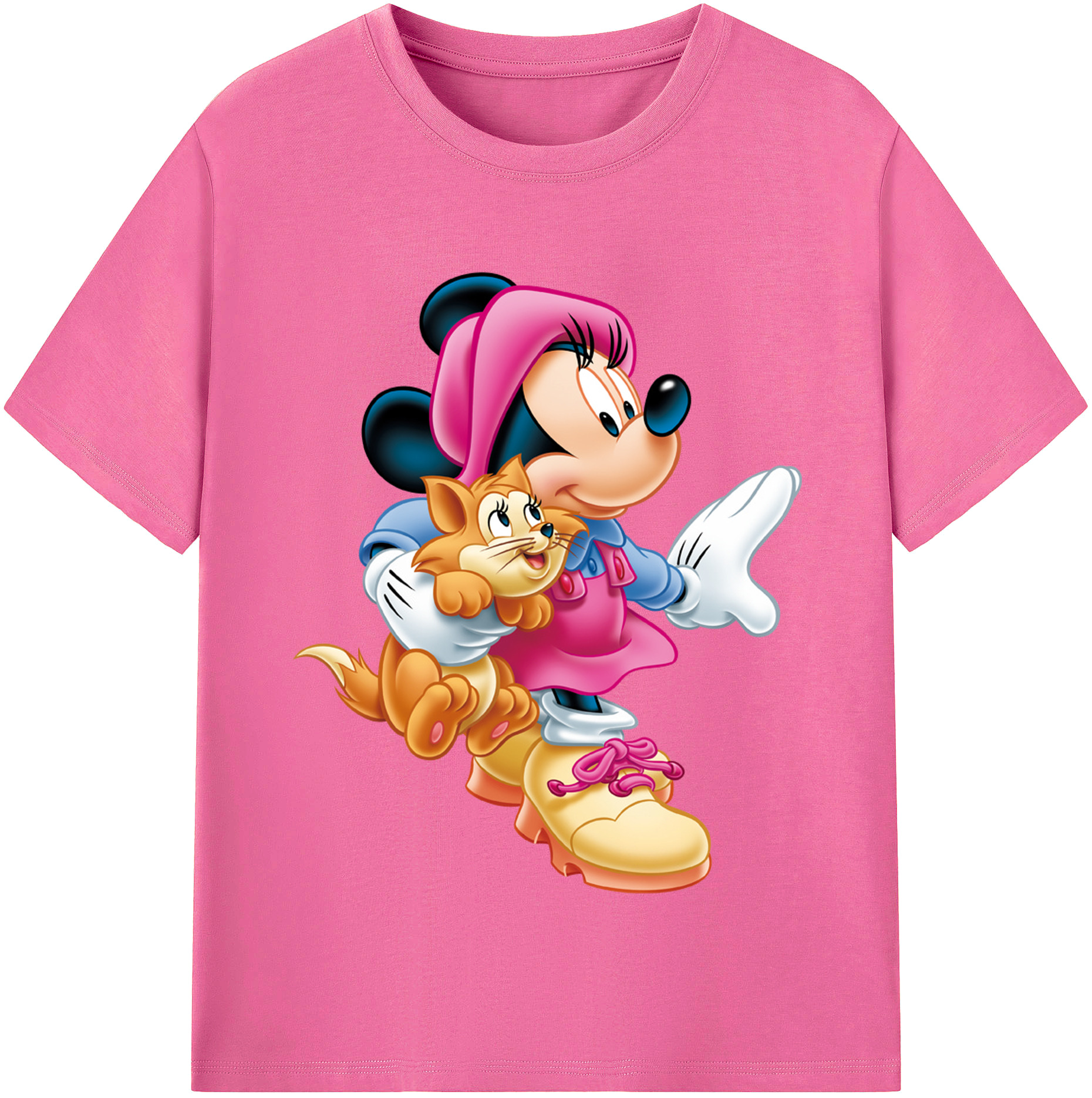 （画像用） ミッキーマウス Mickey Mouse レディースカジュアルプリントTシャツ（綿100％）